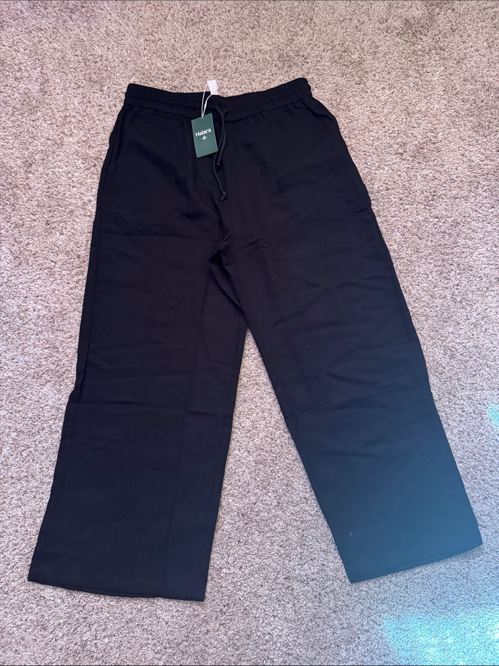 HALARA Black Wide Leg Linen Pants
